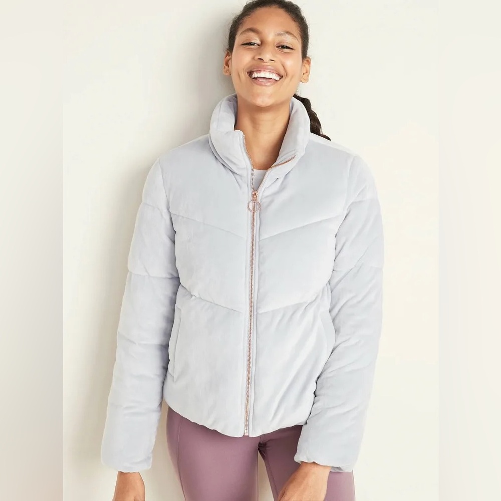 Old Navy Periwinkle Velour Puffer Coat